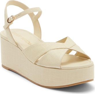 Stuart Weitzman Carmen Midi Wedge Sandal in Natural. at Nordstrom Rack, Size 11.5