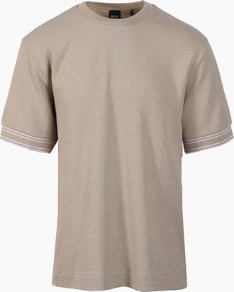 HUGO BOSS Mens Boss Black TIGERMAN T-SHIRT OPEN BEIGE - Cream - Size: 40