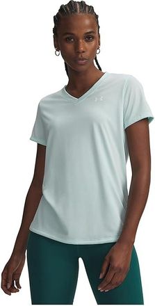 Under Armour Tech Short Sleeve V-Neck Solid Womens Clothing Refresh Mint/White : LG (US 12-14), Polyester