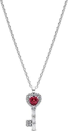Pandora Verhoogde Hart Sleutel Collier Ketting - Dames - Kettingen - Grijs - ONE Size - Accessoires