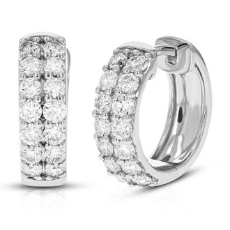 Vir Jewels 1 cttw Lab Grown Diamond Hoops Earrings in Sterling Silver With Hidden Post For Women