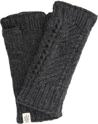 Nirvanna Designs Diagonal Knit Handwarmers in Charcoal at Nordstrom
