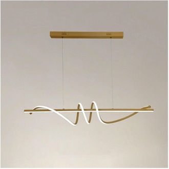 Trade Shop Trade Shop Traesio - Trade Shop - Lampadario a Sospensione Led 65w Oro Spirale Ondulato Luce 4000k Vortice Orizzontale 32446