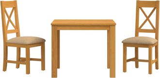 vidaXL Conjunto De Comedor 3 Uds. Beige Madera De Roble S&oacute;lido Vidaxl