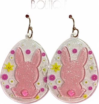 Posh Shoes Womens Easter Bunny Egg Acrylic Earrings In Sweet Pink