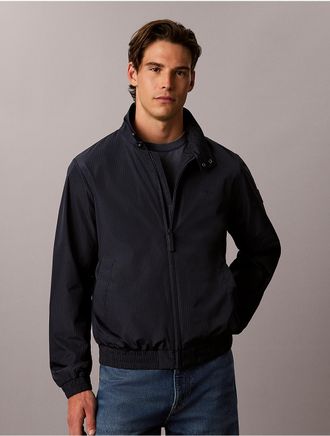 Calvin Klein Mens Nylon Grid Bomber Jacket - Blue - 2XL