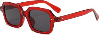 Generic Mens Square Small Frame Sunglasses Vacation Womens Commuting Decorative Sun Glasses(Red)