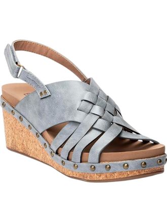 Corkys Footwear Womens Dream Weaver Wedge Sandal In Blue/clear