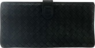 Bottega Veneta Black Intrecciato Long Wallet (Bi-Fold) (Pre-Owned)