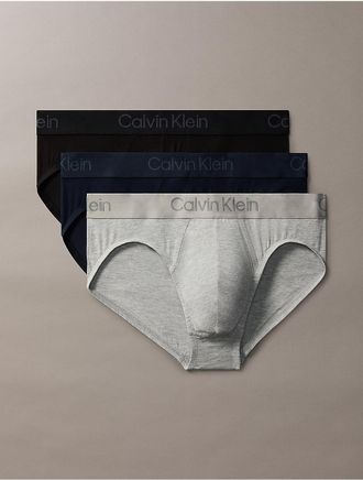 Calvin Klein Mens Ultra Soft Modal 3-Pack Hip Brief - Blue - XL