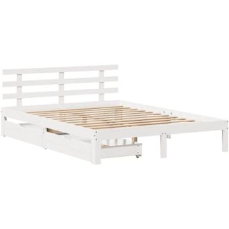 vidaXL Bed Frame with Drawers without Mattress White 120x190 cm Small Double Vidaxl