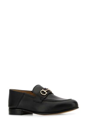 Ferragamo Womens Black Leather Ottone Loafers Nernewbiscnewbisc Mocassini