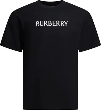 Burberry Cotton T-Shirt With Logo T-Shirts Nero-Uomo