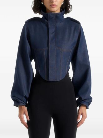 Mani&egrave;re De Voir Solange corset denim jacket - Blue
