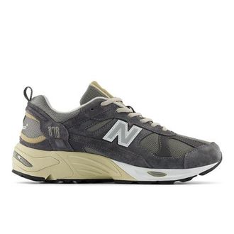New Balance Uomo 878 in Grigio/Beige/Nero, Pelle Scamosciata/Rete, Taglia 37.5