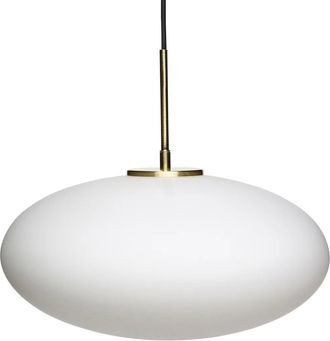 H&uuml;bsch Glas Pendelleuchte &Oslash; 40 cm, H&ouml;he 36 cm, weiss / Messing