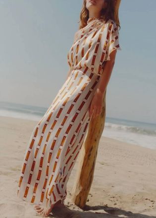 Juan de Dios Carlota Satin Silk Maxi Skirt In Horse Reins Rie
