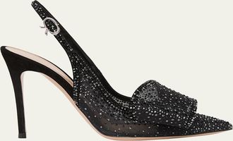 Gianvito Rossi Crystal Organza Slingback Pumps