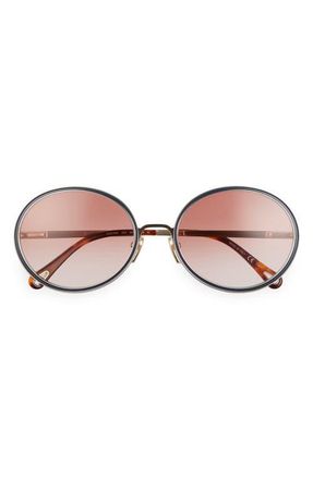 Chloé 60mm Gradient Round Sunglasses in Gold/Slate at Nordstrom