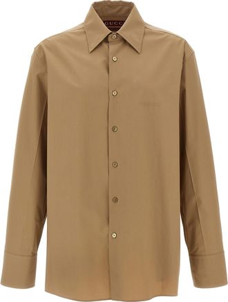 Gucci Embossed Logo Shirt Camicie Beige-Uomo