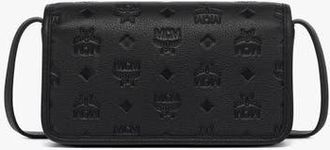 MCM Aren Crossbody Wallet in Embossed Monogram Leather in Black at Nordstrom