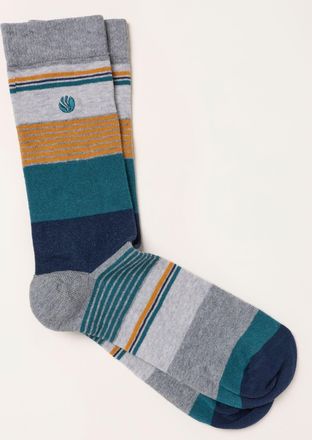 Fat Face FatFace Grey Block Striped Socks