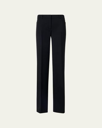 Akris Mikka Wool Tricotine Straight-Leg Pants