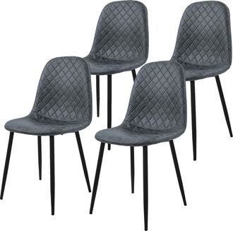ML Design Ml-design - Set 4x Sillas De Comedor Antracita Con Respaldo, Asiento Ergon&oacute;mico Acolchado Tapizado De Piel Sint&eacute;tica Con Patas De Metal Sill&oacute;n De Dise