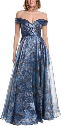 Rene Ruiz Off-The-Shoulder Metallic Gown