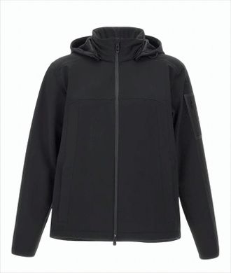 BOSS Minimalistic Black Hooded Jacket With Snap Buttons