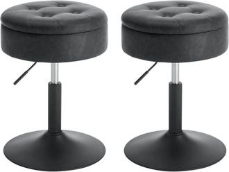 Woltu 2x 360&deg;Swivel Stool Height Adjustable Dressing Table Stool, Anthracite