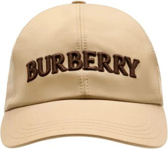 Burberry Caps, unisex, Beige, Size: M Logo Gabardine Baseball Cap