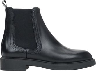 Estro & Luminara Chelsea Boots met Perforaties - Dames - Chelseaboots - Zwart - 37 EU - Leer - Schoenen