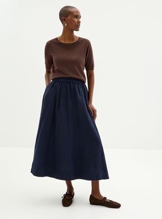 Contemporaine Womens Pure linen flared skirt