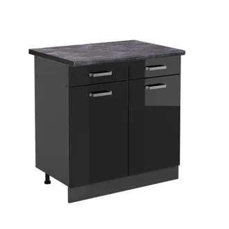 Vicco Mueble Bajo De Cocina R-line, Negro Brillo Intenso, 80 Cm, Et Antracita