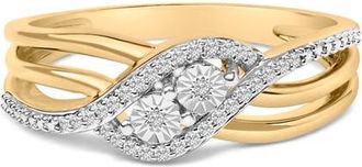 House of Brilliance 14K Yellow Gold Plated Sterling Silver 1/10 Cttw Diamond Bypass Ring in Yellow Gold Over Silver at Nordstrom