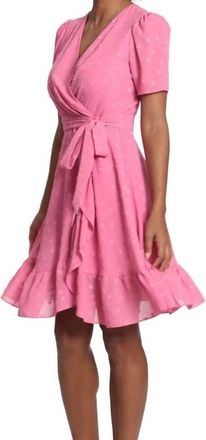 London Times Rose Dot Ruffle Dress In Pink