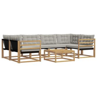 vidaXL Conjunto De Sof&aacute;s De Exterior 7 Pcs Blanco Y Gris Claro Vidaxl