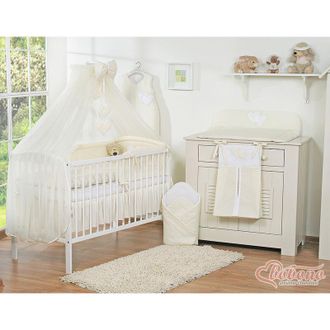 OEM Mosquitera Grande De Gasa Para Cuna Con Corazones Colgantes Y Lazo - Crema