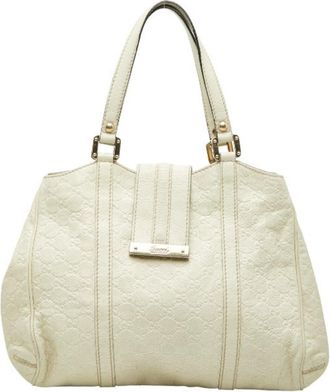 Gucci Ivory White Leather Handbag Tote Bag (Pre-Owned)