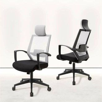 HERDASA Hispanohogar - Silla Despacho Giratoria Elevable Acabado Negro/gris 63 Cm(ancho) 117-124 Cm(altura) 51cm(fondo)