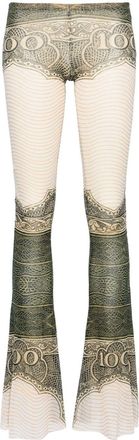 Jean Paul Gaultier Cartouche flared trousers - women - Polyamide/Polyamide - S - Neutrals