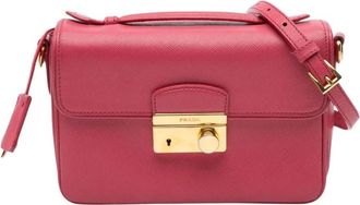 Prada Pre-owned Saffiano Sound Lock Satchel - Dames - Vintage Schoudertas - Roze - ONE Size - Leer - Vintage