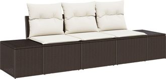 vidaXL Garden Sofa Set 3 pcs Brown Poly rattan Vidaxl