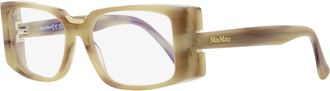 Max Mara Womens Rectangular Blue Block Eyeglasses MM5157-B 060 Beige Horn 54mm