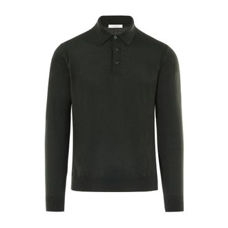 Paolo Pecora Polo Shirts, male, Green, Size: 2XL Green Wool Polo Exquisite Elegance