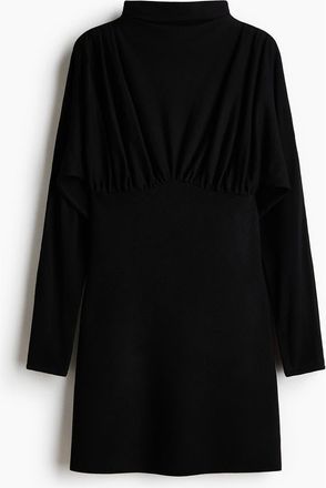 H&M Gathered Turtleneck Dress in Black at Nordstrom, Size Xx-Large