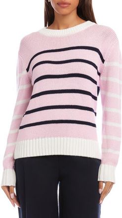 Karen Kane Stripe Crewneck Sweater in Pink Multi at Nordstrom, Size X-Small