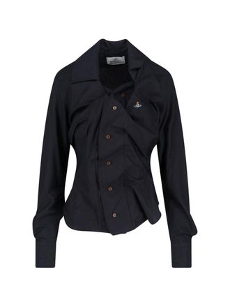 Vivienne Westwood Black Drunken Cotton Casual Shirt