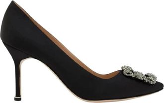 Manolo Blahnik Hangisi 90 Stilettos - Dames - Pumps - Zwart - 41 EU - Leer - Schoenen